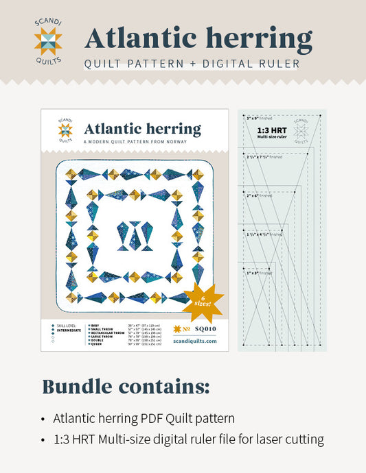 Atlantic herring quilt pattern + HRT digital ruler file bundle