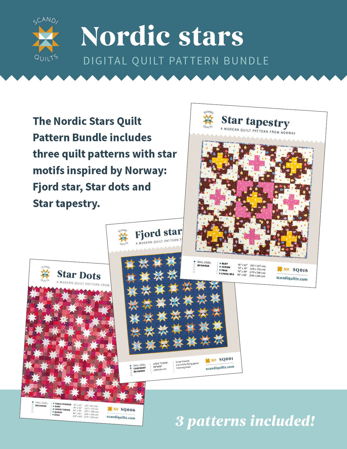 Nordic Stars quilt pattern bundle